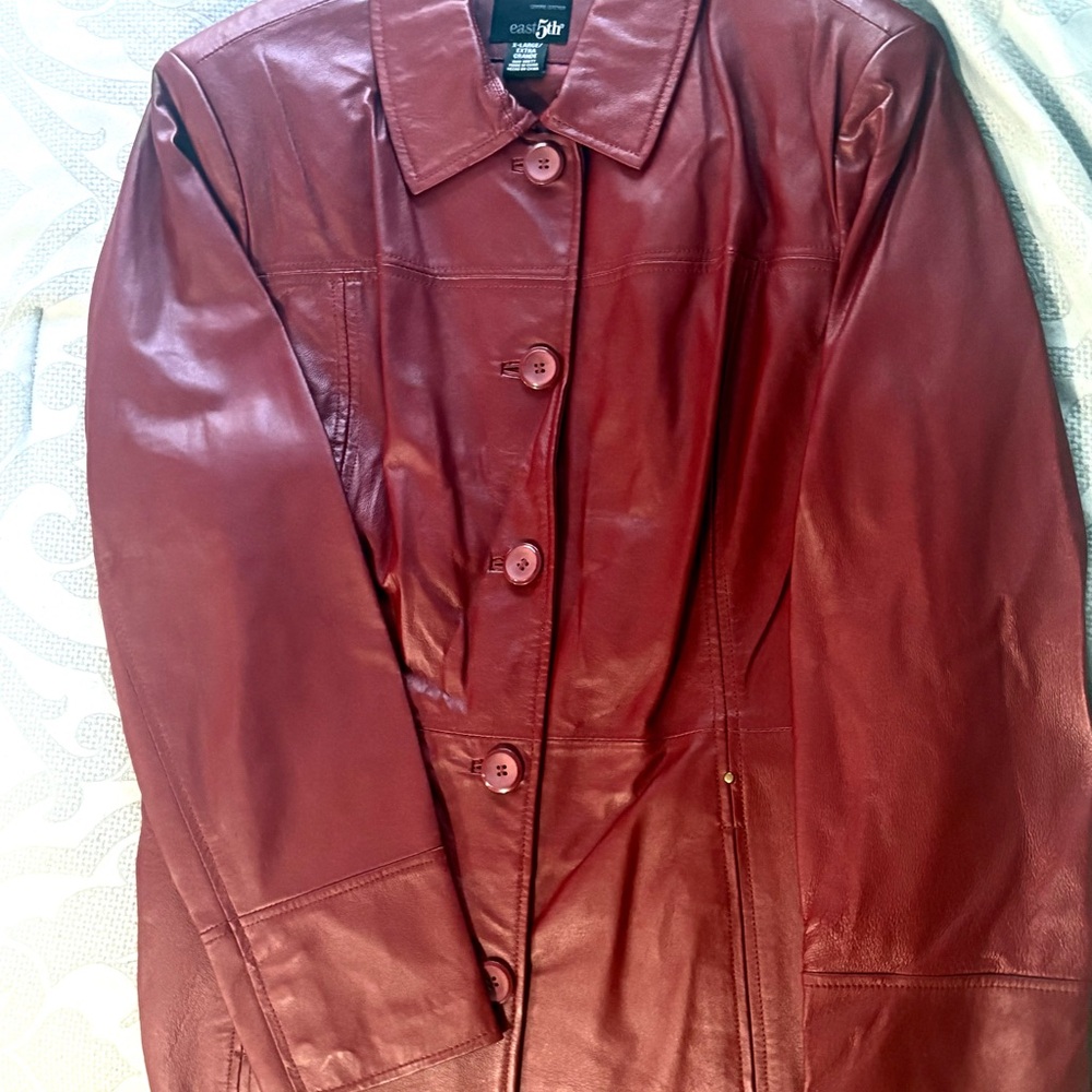 East 5th Burgundy Leather Jacket